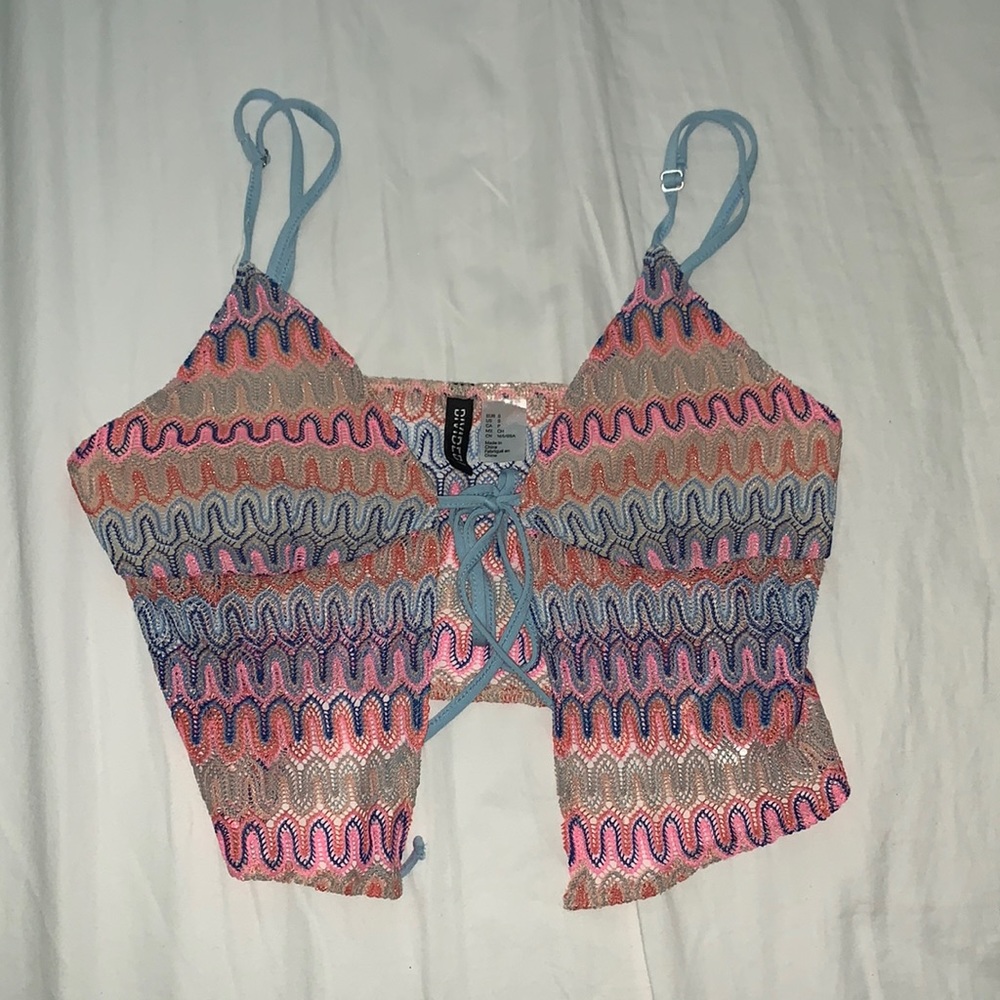 colorful tie crop top